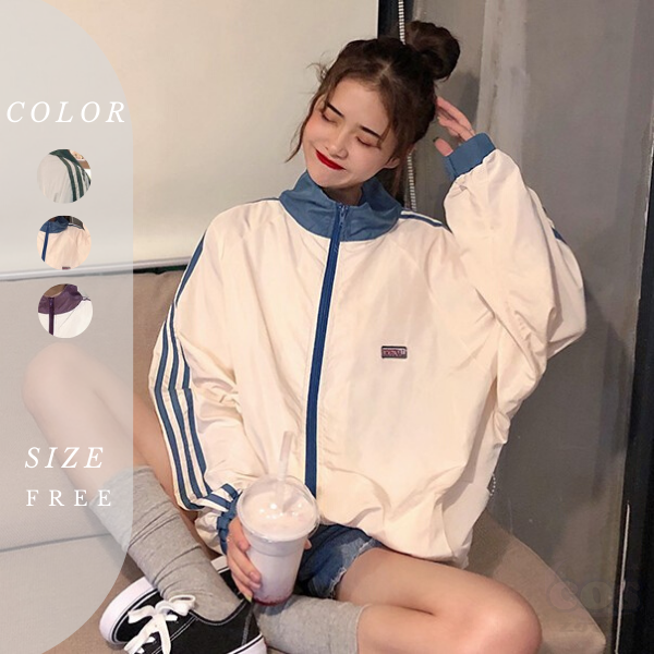【人気商品】シンプル ファッション カジュアル キャンパス POLOネック ジッパー 配色 ジャケット