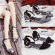 【夏人気商品】美人度アップストラップ夏スエードローヒール丸トゥファッションラインストーンシューズ