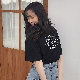 ポリエステル半袖ファッションカジュアル韓国系春夏ラウンドネックプルオーバーホワイトブラックプリントアルファベット半袖Ｔシャツ