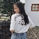 ポリエステル半袖ファッションカジュアル韓国系春夏ラウンドネックプルオーバーホワイトブラックプリントアルファベット半袖Ｔシャツ