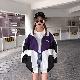 【人気ファッション】韓国の通販ストリート系 春夏 スタンドネック ジッパー 切り替え 配色 ジャケット