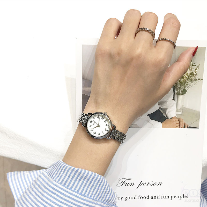 ファッションシンプル定番防水深度30ｍ合金クォーツ時計配色縁取りラウンドシルバー系ゴールド系ブラック系ホワイト系ガラス腕時計