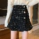 韓国系ショート丈切り替えハイウエストAラインチェック柄スカート