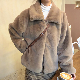 シンプル定番韓国系折り襟無地綿コート