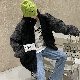 長袖韓国系膝上秋冬スタンドネックジッパーブラックグレー20~40代無地ロング丈コート・ジャケット