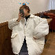 ポリエステル長袖シンプルファッション韓国系秋冬ラウンドネックボタン無地綿コート