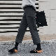 ポリエステルファッション韓国系秋冬ブラックグレーハイウエストアンクル丈（9分丈）無地カジュアルパンツ