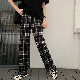 【一番人気】レディース ファッション 通販 シンプル カジュアル 韓国系 ハイウエスト レギュラー丈 チェック柄 カジュアル パンツ