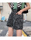 デニムファッションカジュアルストリート系夏ブラックブルーダークグレー切り替え刺繍20~30代ハイウエストショート丈（3分4分丈）無地プリントショートパンツ