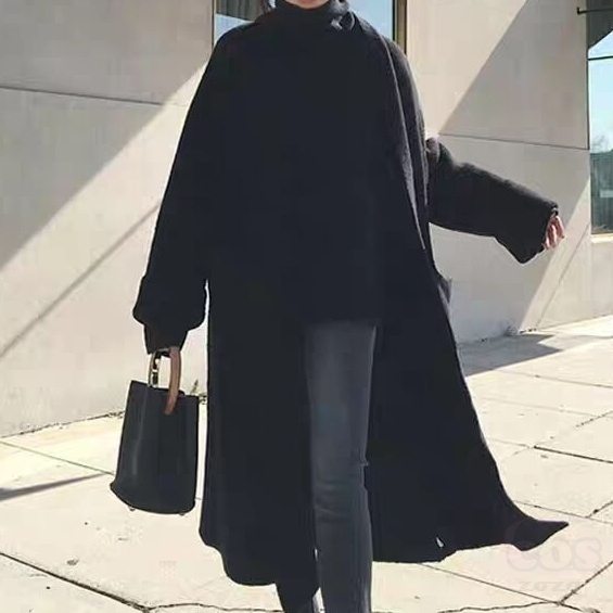 シンプルファッションスウィート韓国系フェミニンロングカーディガンベルト付き無地ロング丈コート・ジャケット