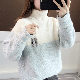 ファッションカジュアル清新キュートハイネックプルオーバー刺繍20~40代配色セーター・カットソー