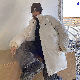 ポリエステル長袖ストリート系韓国系一般ショート丈冬スタンドネックジッパー無地綿コート
