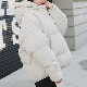 【気質アップ】理想的学園風 上品なシルエット 韓国風 ファッション シンプル フード付き シングル ブレスト 無地 綿コート