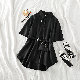 【高見えデザイン】 ファッション レトロ ロング 折襟 シングル ブレスト カジュアル・シフォンブラウス
