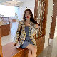 シンプルファッションカジュアル通勤/OLレトロ韓国系エレガント折襟シングルブレストチェック柄スーツ