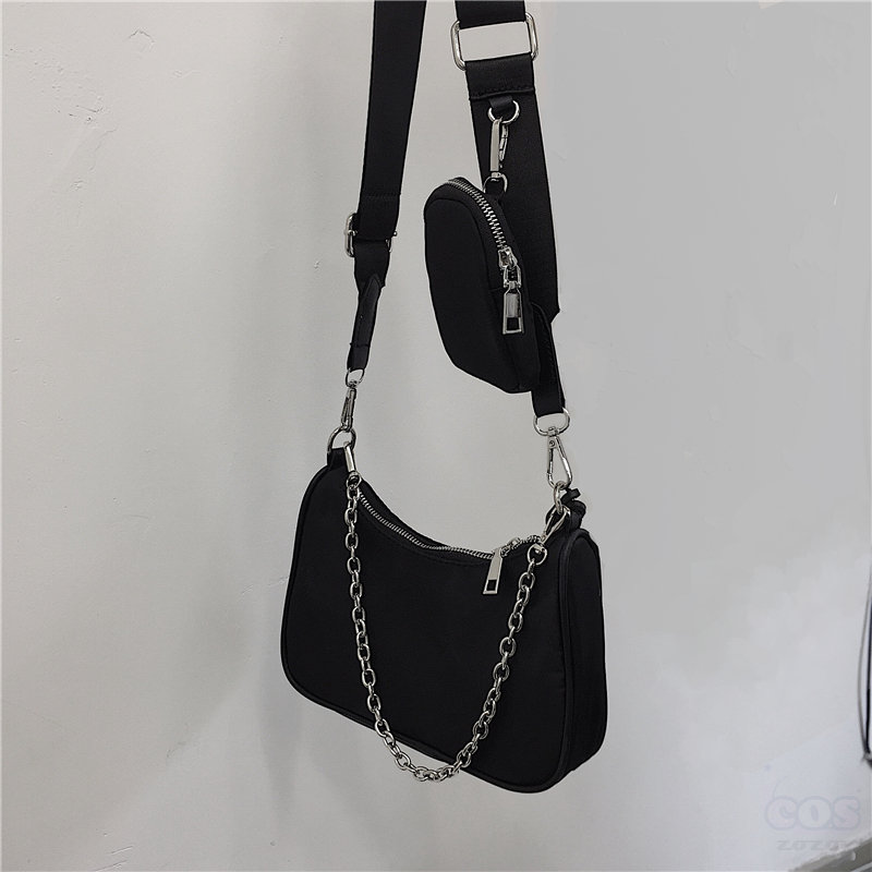 【売り切れ必至】韓国 ファッション 韓国 安い 通販 ナイロンファスナー 斜め掛け 無地 シンプル ショルダーバッグ·ハンドバッグ