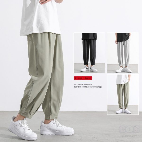 韓国 ファッション 通販 激安 メンズ シンプル カジュアル 伸縮ウエスト アンクル丈（9分丈） ボトムス