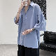 【着回し力抜群】ポリエステル シンプル ファッション 韓国系 春夏 折襟 シングル ブレスト 無地 ボタン 五分袖 アウター