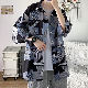 ポリエステルファッション韓国系春夏折り襟シングルブレスト配色グラデーション色ボタン五分袖アウター