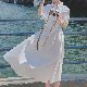 ベルト付きボタンPOLOネックハイウエストAライン春夏秋シンプルファッション韓国系カジュアルワンピース