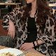 夏韓国系セクシー春プリントクラブスタイルファッションレトロ折り襟ヒョウ柄ニット・シャツカーディガン