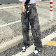 ストリート系韓国系オールシーズンプリント配色グラデーション色カジュアルパンツ