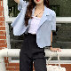 なし春一般折襟夏韓国系シングルブレスト無地シンプルショート丈半袖スーツ