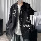 【韓国風ファッション】ブレザー 長袖 シンプル ファッション 春秋 折り襟 シングル ブレスト アルファベット プリント ボタン アウター スーツ