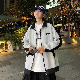 オールシーズンスタンドネックプリント韓国系ストリート系ジッパースポーツ一般ファッション長袖シンプル配色定番一般トップス