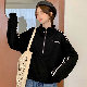 プルオーバーブルーコットンプリントプリントシンプル安くて 可愛い 服韓国 ファッション 通販ブラックPOLOネック黒長袖春秋半袖Ｔシャツ
