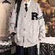 ポリエステル長袖シンプルファッションカジュアル学園風韓国系一般一般秋Vネックシングルブレスト刺繍アルファベットアウター