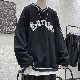 スウェット 【おしゃれ度アップ】韓国系 ファッション シンプル Vネック プルオーバー 刺繍 アルファベット トップス