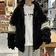 【トレンドアイテム SNSで大騒ぎ】シンプル ファッション 韓国系 冬 フード付き ジッパー 配色 ストライプ柄 アウター