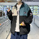 シンプルファッションカジュアル定番韓国系秋折り襟ジッパープリント配色プリントアウター