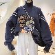 【人気ファッションアニメ】レトロハイネックプルオーバープリントプリントカートゥーンパーカー・トレーナー