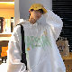 ファッションカジュアル韓国系ショート丈フード付きプルオーバープリントなしトップス