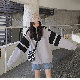 ポリエステル長袖ファッションカジュアル韓国系秋スタンドネックジッパー切り替えアルファベット配色カーディガン