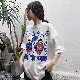 ポリエステル半袖ファッション夏ラウンドネックプルオーバーホワイト10~20代プリントＴシャツ/ポロシャツ
