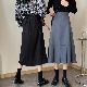 ファッション韓国系オールシーズンブラックグレー切り替えギャザー飾り10~20代20~30代ハイウエストAライン無地ボタンスカート