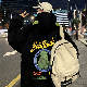 長袖シンプルファッションカジュアル韓国系冬秋フード付きプルオーバープリントアルファベットプリントトップス