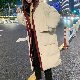 ポリエステル長袖韓国系一般ロング冬フード付きジッパーファスナー配色ダウンジャケット