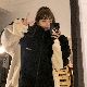 【個性的なデザイン】韓国風ファッション カジュアル スウィート 学園風 キュート ショート丈 スタンドネック ジッパー 配色 綿コート