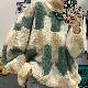 【高評価続々】ファッション カジュアル 韓国系 ラウンドネック プルオーバー チェック柄 配色 トップス