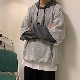 【個性的なデザイン】韓国ファッション 長袖 シンプル フード付き プルオーバー 配色 レイヤード / 重ね着風 トップス