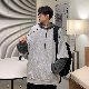 【個性的なデザイン】韓国ファッション 長袖 シンプル フード付き プルオーバー 配色 レイヤード / 重ね着風 トップス