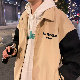 コットン長袖シンプルカジュアルストリート系秋冬春秋折り襟シングルブレストアルファベット配色なしジャケット