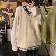 【定番シンプル】韓国 メンズ 服 シンプル ファッション カジュアル Vネック プルオーバー 配色 ノースリーブ セーター ベスト