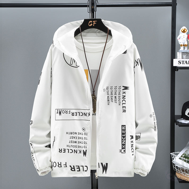 コットン長袖ファッションカジュアル韓国系フード付きジッパープリントプリントジャケット