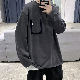 【韓国の人気爆発】プルオーバー  シンプル フアッション メンズ 服装 ラウンドネック 長袖 無地 オールシーズン 切り替えTシャツ・POLOシャツ