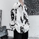 長袖ファッションカジュアル韓国系折襟シングルブレストプリントプリント総柄シャツ